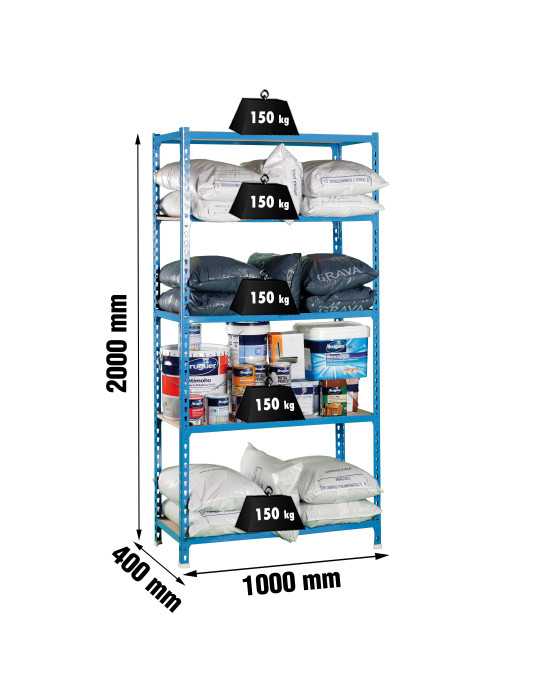 Estanteria 2000x1000x400 MADERCLICK PLUS 5/400 AZUL/MADERA marca SIMONRACK
