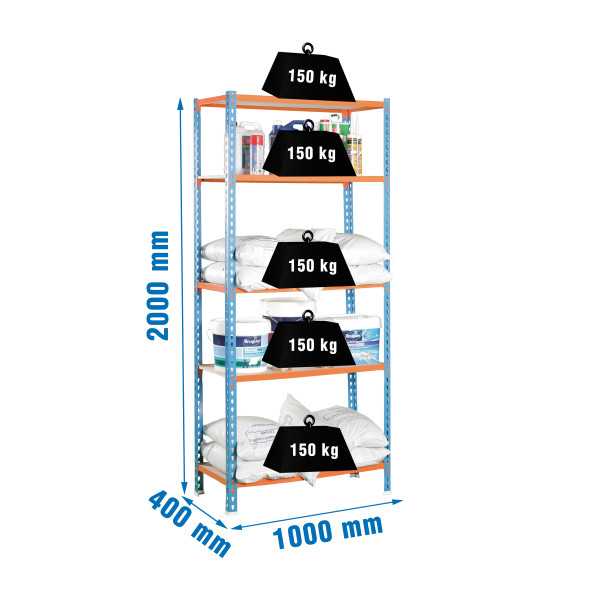 Estanteria 2000x1000x400 MADERCLICK PLUS 5/400 AZUL/NARANJA/MADERA marca SIMONRACK