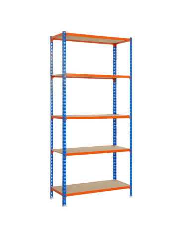 Estanteria 2000x1000x400 MADERCLICK PLUS 5/400 AZUL/NARANJA/MADERA marca SIMONRACK 2
