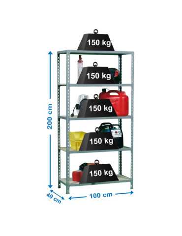 Estanteria 2000x1000x400 MADERCLICK PLUS 5/400 GRIS/MADERA marca SIMONRACK