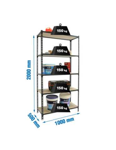 Estanteria 2000x1000x500 MADERCLICK PLUS 5/500 ANTRACITA/MADERA marca SIMONRACK