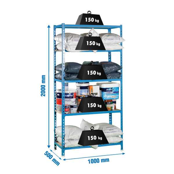 Estanteria 2000x1000x500 MADERCLICK PLUS 5/500 AZUL/MADERA marca SIMONRACK