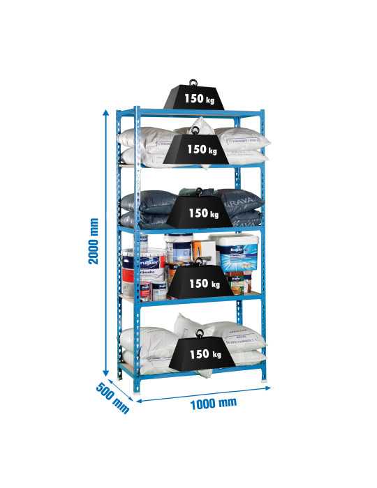 Estanteria 2000x1000x500 MADERCLICK PLUS 5/500 AZUL/MADERA marca SIMONRACK