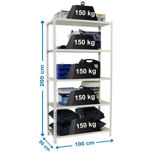 Estanteria 2000x1000x500 MADERCLICK PLUS 5/500 BLANCO/MADERA + FUNDA marca SIMONRACK