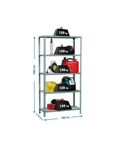 Estanteria 2000x1000x500 MADERCLICK PLUS 5/500 GRIS/MADERA marca SIMONRACK