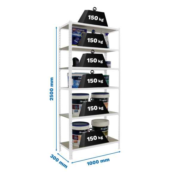 Estanteria 2500x1000x300 MADERCLICK PLUS 6/300 BLANCO/MADERA marca SIMONRACK