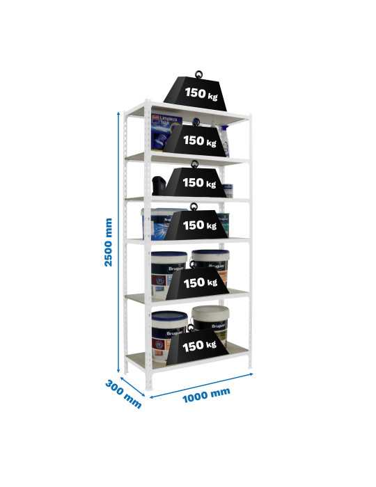 Estanteria 2500x1000x300 MADERCLICK PLUS 6/300 BLANCO/MADERA marca SIMONRACK