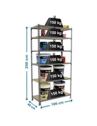 Estanteria 2500x1000x400 MADERCLICK PLUS 6/400 GRIS/MADERA marca SIMONRACK