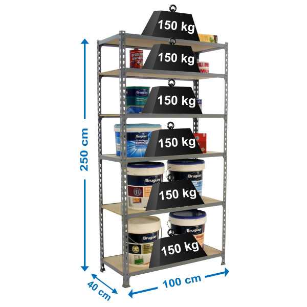 Estanteria 2500x1000x400 MADERCLICK PLUS 6/400 GRIS/MADERA marca SIMONRACK