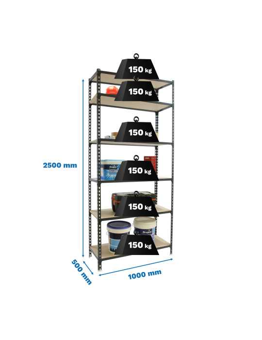 Estanteria 2500x1000x500 MADERCLICK PLUS 6/500 ANTRACITA/MADERA marca SIMONRACK