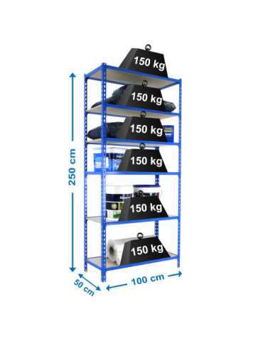 Estanteria 2500x1000x500 MADERCLICK PLUS 6/500 AZUL/MADERA marca SIMONRACK