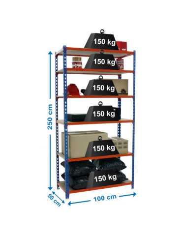 Estanteria 2500x1000x500 MADERCLICK PLUS 6/500 AZUL/NARANJA/MADERA marca SIMONRACK
