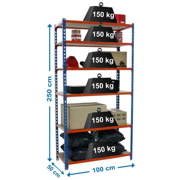 Estanteria 2500x1000x500 MADERCLICK PLUS 6/500 AZUL/NARANJA/MADERA marca SIMONRACK