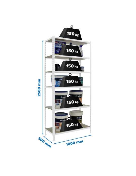 Estanteria 2500x1000x500 MADERCLICK PLUS 6/500 BLANCO/MADERA marca SIMONRACK