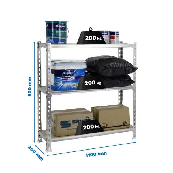 Estanteria 900x1100x300 MADERCLICK SUPERPLUS 3/300 900 GALVA/MADERA marca SIMONRACK