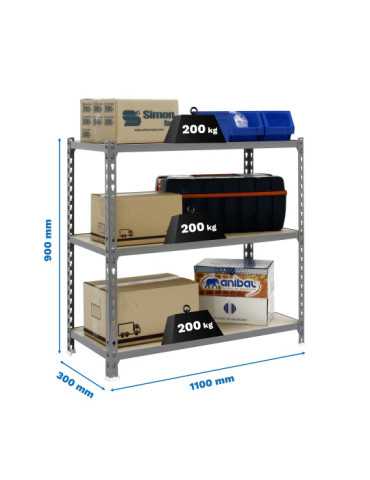 Estanteria 900x1100x300 MADERCLICK SUPERPLUS 3/300 900 GRIS/MADERA marca SIMONRACK