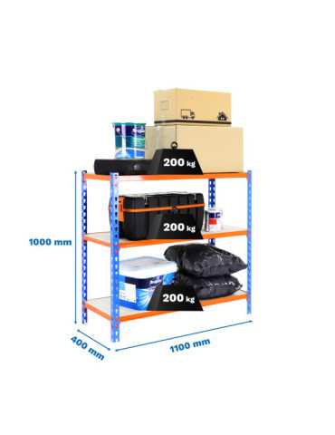 Estanteria 1000x1100x400 MADERCLICK SUPERPLUS 3/400 1000 AZUL/NARAN/MAD marca SIMONRACK