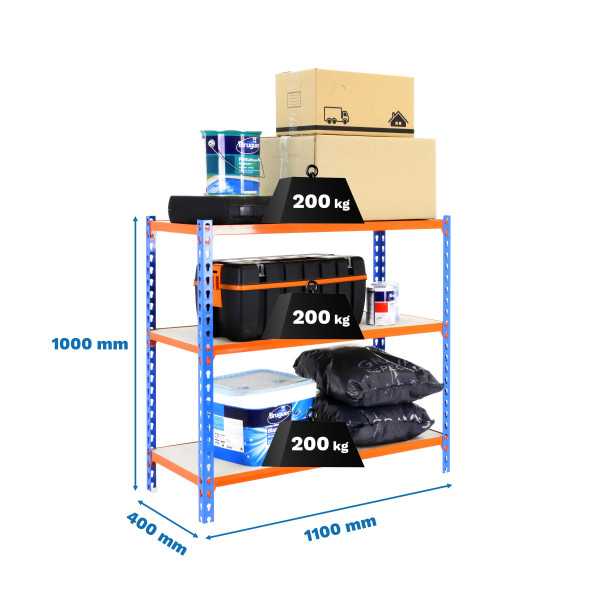 Estanteria 1000x1100x400 MADERCLICK SUPERPLUS 3/400 1000 AZUL/NARAN/MAD marca SIMONRACK