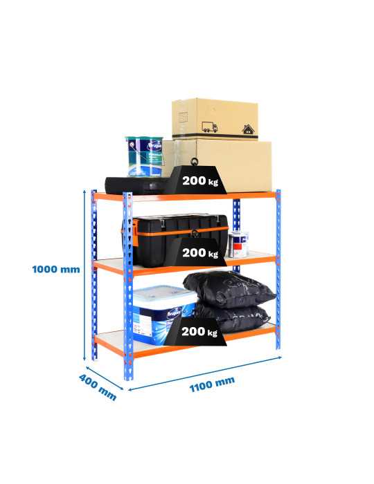 Estanteria 1000x1100x400 MADERCLICK SUPERPLUS 3/400 1000 AZUL/NARAN/MAD marca SIMONRACK