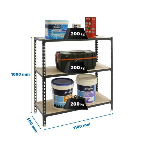 Estanteria 1000x1100x500 MADERCLICK SUPERPLUS 3/500 1000 ANTRACITA/MAD marca SIMONRACK