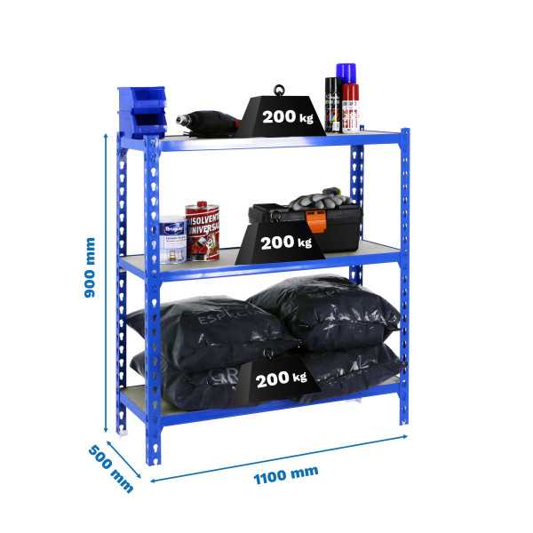 Estanteria 900x1100x500 MADERCLICK SUPERPLUS 3/500 900 AZUL/MADERA marca SIMONRACK