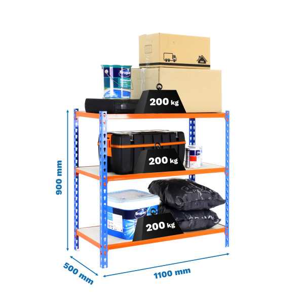 Estanteria 900x1100x500 MADERCLICK SUPERPLUS 3/500 900 AZUL/NARANJ/MAD marca SIMONRACK