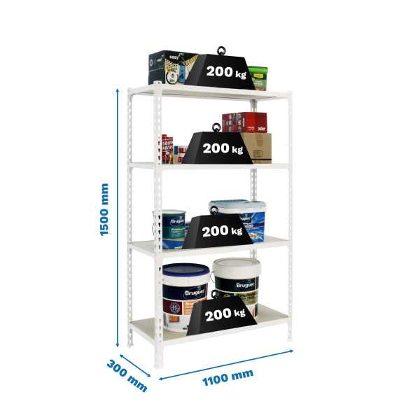 Estanteria 1500x1100x300 MADERCLICK SUPERPLUS 4/300 1500 BLANCO/MADERA marca SIMONRACK