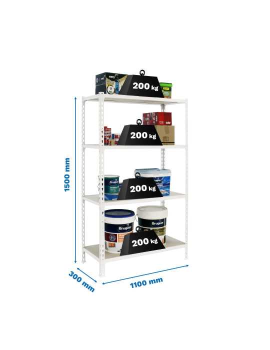 Estanteria 1500x1100x300 MADERCLICK SUPERPLUS 4/300 1500 BLANCO/MADERA marca SIMONRACK