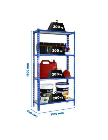 Estanteria 1500x1100x400 MADERCLICK SUPERPLUS 4/400 1500 AZUL/MADERA marca SIMONRACK