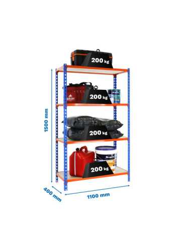 Estanteria 1500x1100x400 MADERCLICK SUPERPLUS 4/400 1500 AZUL/NARA/MAD marca SIMONRACK