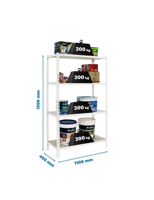 Estanteria 1500x1100x400 MADERCLICK SUPERPLUS 4/400 1500 BLANCO/MADERA marca SIMONRACK