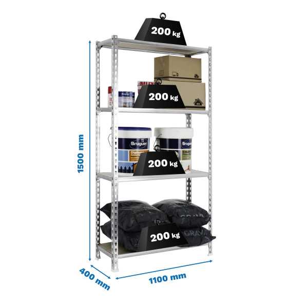 Estanteria 1500x1100x400 MADERCLICK SUPERPLUS 4/400 1500 GALVA/MADERA marca SIMONRACK
