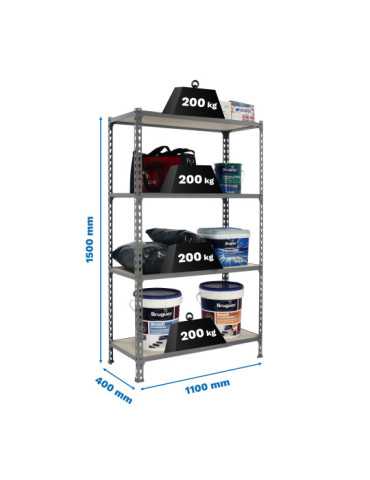 Estanteria 1500x1100x400 MADERCLICK SUPERPLUS 4/400 1500 GRIS/MADERA marca SIMONRACK