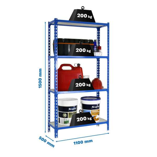 Estanteria 1500x1100x500 MADERCLICK SUPERPLUS 4/500 1500 AZUL/MADERA marca SIMONRACK