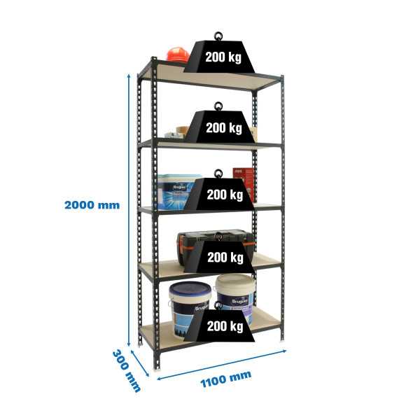 Estanteria 2000x1100x300 MADERCLICK SUPERPLUS 5/300 ANTRACITA/MADERA marca SIMONRACK