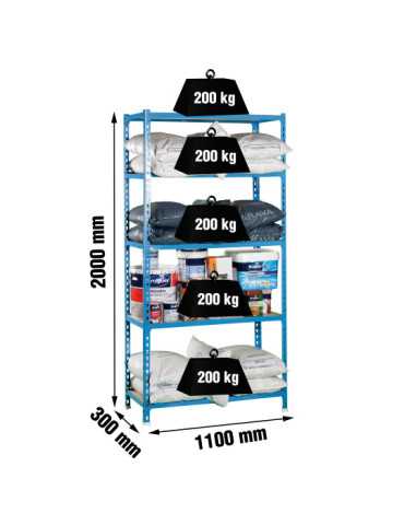 Estanteria 2000x1100x300 MADERCLICK SUPERPLUS 5/300 AZUL/MADERA marca SIMONRACK
