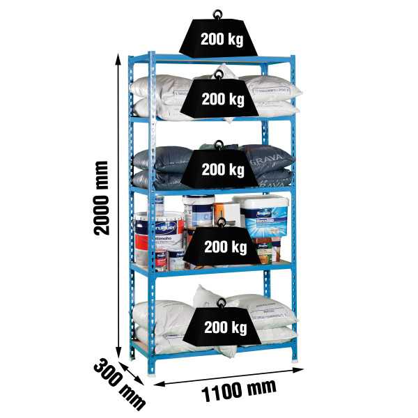 Estanteria 2000x1100x300 MADERCLICK SUPERPLUS 5/300 AZUL/MADERA marca SIMONRACK
