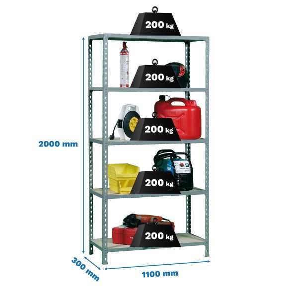 Estanteria 2000x1100x300 MADERCLICK SUPERPLUS 5/300 GALVA/MADERA marca SIMONRACK