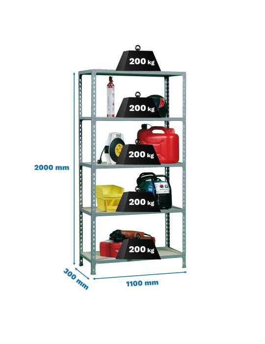 Estanteria 2000x1100x300 MADERCLICK SUPERPLUS 5/300 GALVA/MADERA marca SIMONRACK