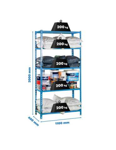 Estanteria 2000x1100x400 MADERCLICK SUPERPLUS 5/400 AZUL/MADERA marca SIMONRACK