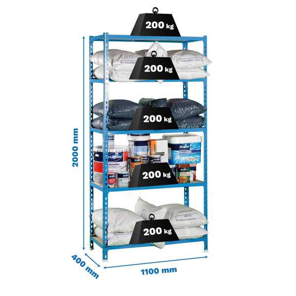 Estanteria 2000x1100x400 MADERCLICK SUPERPLUS 5/400 AZUL/MADERA marca SIMONRACK