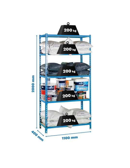 Estanteria 2000x1100x400 MADERCLICK SUPERPLUS 5/400 AZUL/MADERA marca SIMONRACK