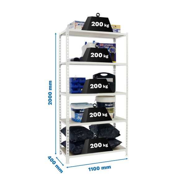 Estanteria 2000x1100x400 MADERCLICK SUPERPLUS 5/400 BLANCO/MADERA marca SIMONRACK