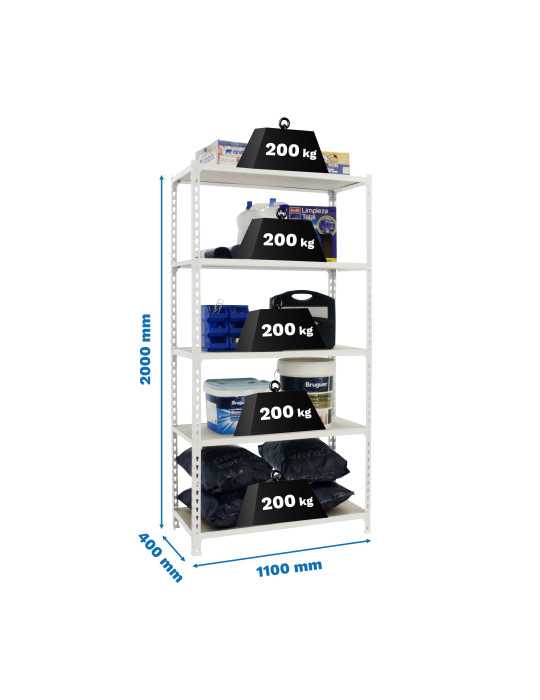 Estanteria 2000x1100x400 MADERCLICK SUPERPLUS 5/400 BLANCO/MADERA marca SIMONRACK