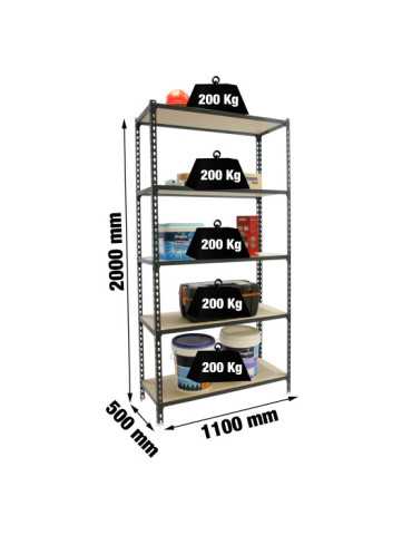 Estanteria 2000x1100x500 MADERCLICK SUPERPLUS 5/500 ANTRACITA/MADERA marca SIMONRACK