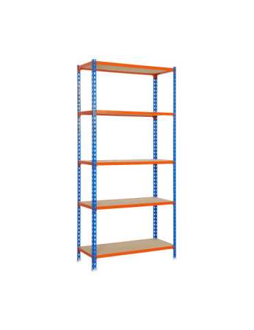 Estanteria 2000x1100x500 MADERCLICK SUPERPLUS 5/500 AZUL/NARANJA/MADERA marca SIMONRACK 2