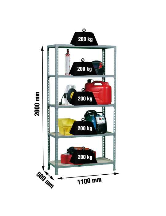 Estanteria 2000x1100x500 MADERCLICK SUPERPLUS 5/500 GRIS/MADERA marca SIMONRACK