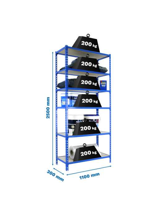 Estanteria 2500x1100x300 MADERCLICK SUPERPLUS 6/300 AZUL/MADERA marca SIMONRACK