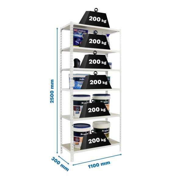 Estanteria 2500x1100x300 MADERCLICK SUPERPLUS 6/300 BLANCO/MADERA marca SIMONRACK