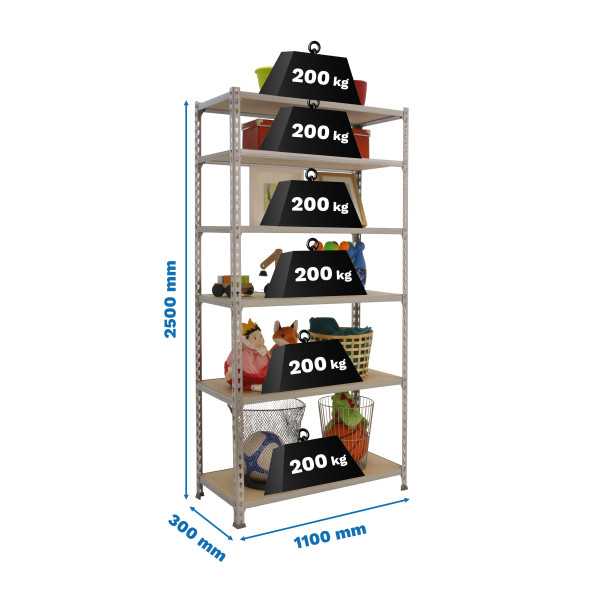 Estanteria 2500x1100x300 MADERCLICK SUPERPLUS 6/300 GALVA/MADERA marca SIMONRACK
